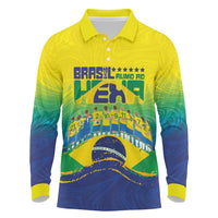 Custom Brazil WC26 Future Champions Long Sleeve Polo Shirt Brasil Rumo Ao Hexa - Wonder Print Shop