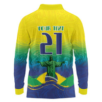 Custom Brazil WC26 Future Champions Long Sleeve Polo Shirt Brasil Rumo Ao Hexa - Wonder Print Shop