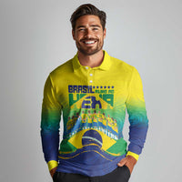 Custom Brazil WC26 Future Champions Long Sleeve Polo Shirt Brasil Rumo Ao Hexa - Wonder Print Shop