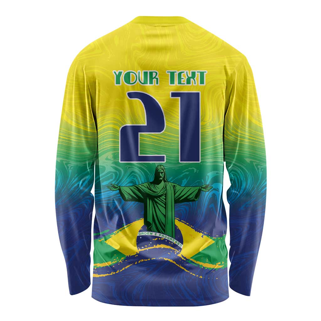 Custom Brazil WC26 Future Champions Long Sleeve Shirt Brasil Rumo Ao Hexa - Wonder Print Shop