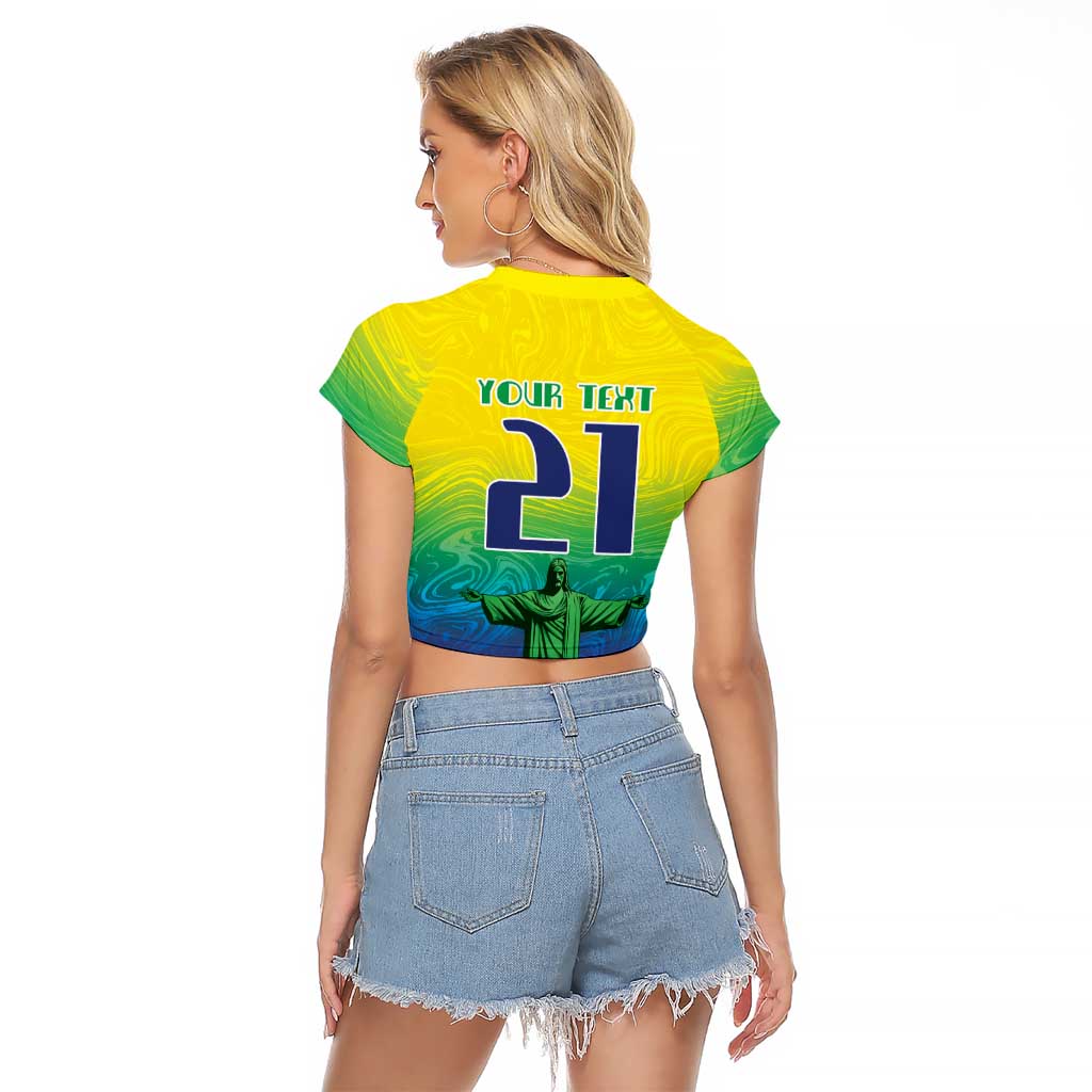 Custom Brazil WC26 Future Champions Raglan Cropped T Shirt Brasil Rumo Ao Hexa - Wonder Print Shop