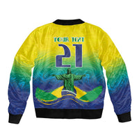 Custom Brazil WC26 Future Champions Sleeve Zip Bomber Jacket Brasil Rumo Ao Hexa - Wonder Print Shop