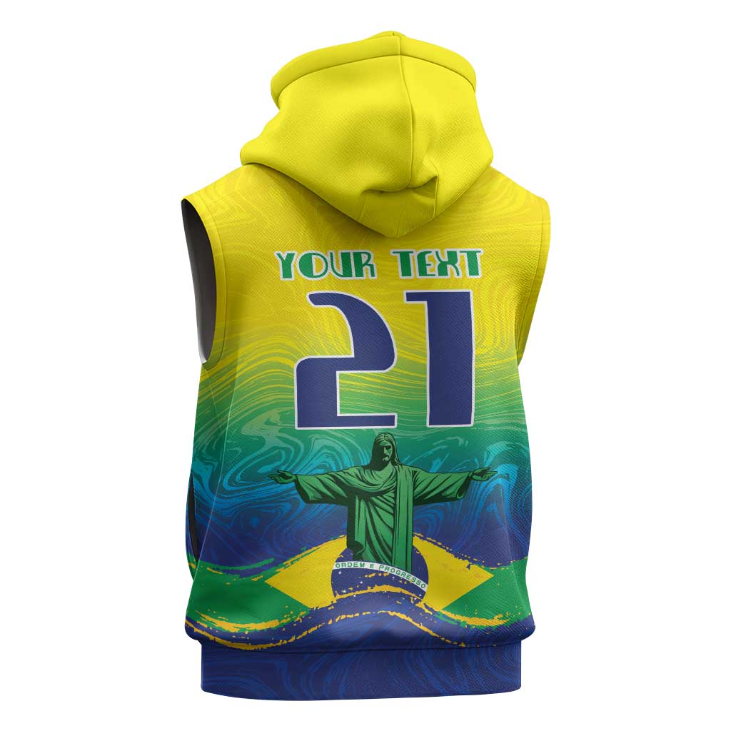 Custom Brazil WC26 Future Champions Sleeveless Hoodie Brasil Rumo Ao Hexa - Wonder Print Shop