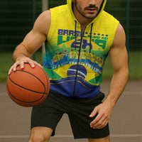 Custom Brazil WC26 Future Champions Sleeveless Zip Hoodie Brasil Rumo Ao Hexa - Wonder Print Shop