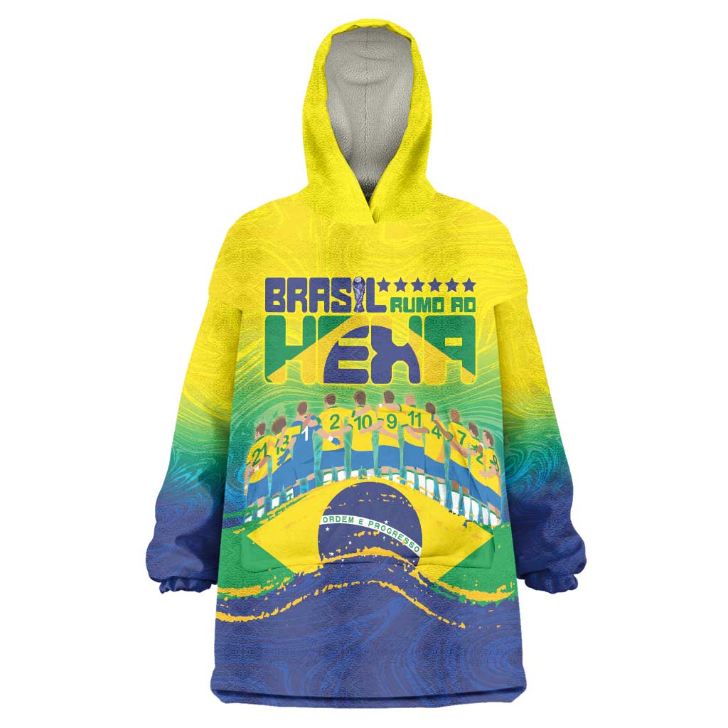 Custom Brazil WC26 Future Champions Wearable Blanket Hoodie Brasil Rumo Ao Hexa - Wonder Print Shop