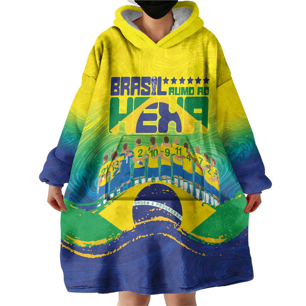 Custom Brazil WC26 Future Champions Wearable Blanket Hoodie Brasil Rumo Ao Hexa - Wonder Print Shop