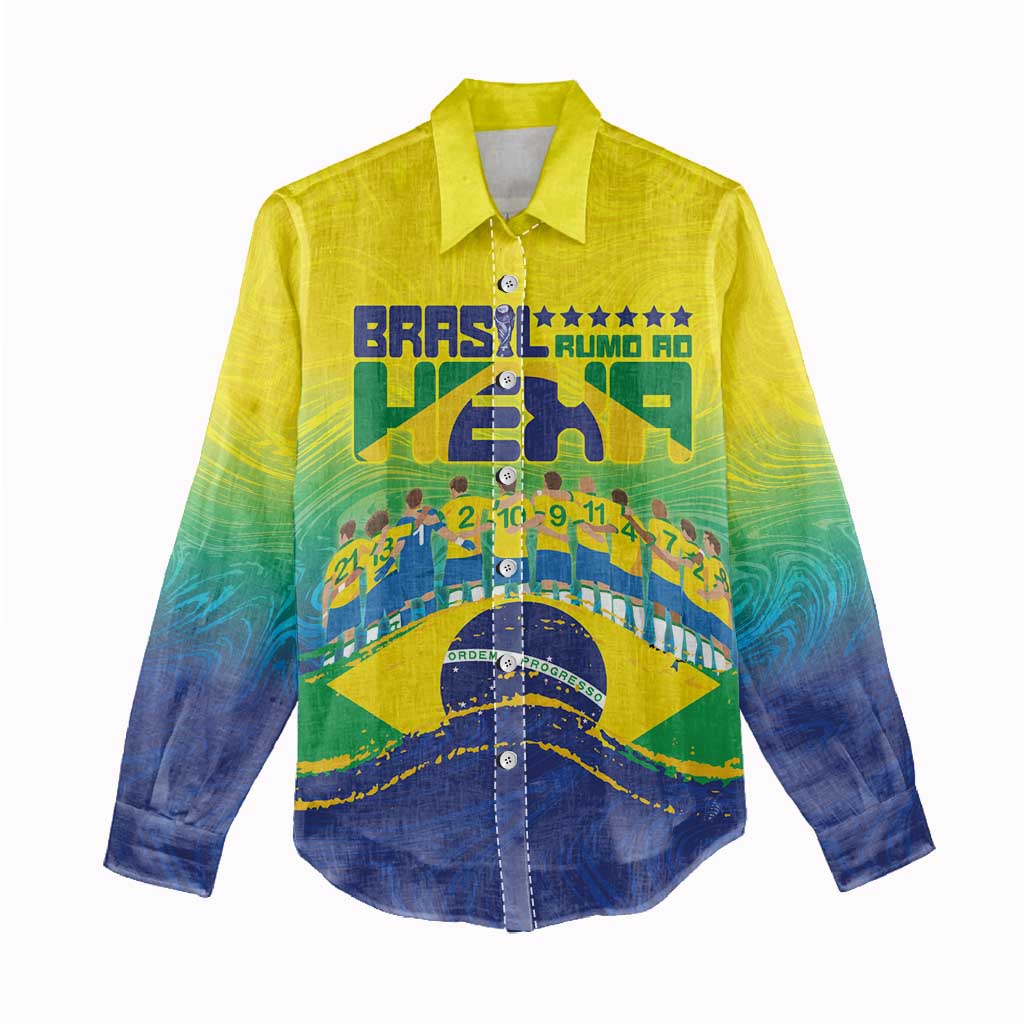 Custom Brazil WC26 Future Champions Women Casual Shirt Brasil Rumo Ao Hexa - Wonder Print Shop