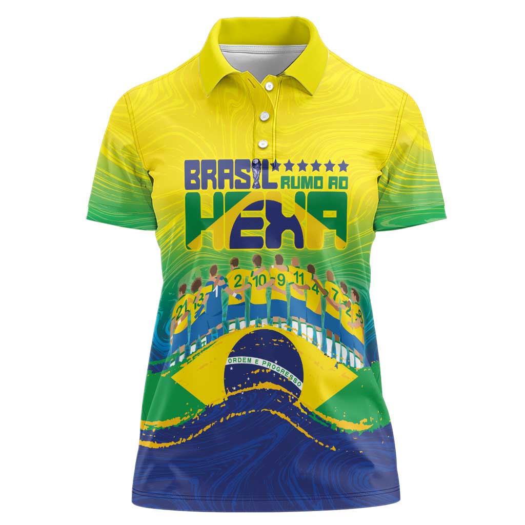 Custom Brazil WC26 Future Champions Women Polo Shirt Brasil Rumo Ao Hexa - Wonder Print Shop