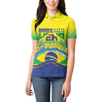 Custom Brazil WC26 Future Champions Women Polo Shirt Brasil Rumo Ao Hexa - Wonder Print Shop