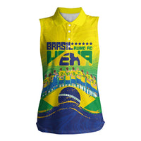 Custom Brazil WC26 Future Champions Women Sleeveless Polo Shirt Brasil Rumo Ao Hexa - Wonder Print Shop