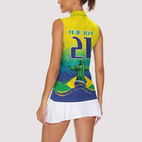 Custom Brazil WC26 Future Champions Women Sleeveless Polo Shirt Brasil Rumo Ao Hexa - Wonder Print Shop