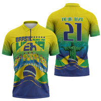 Custom Brazil WC26 Future Champions Zipper Polo Shirt Brasil Rumo Ao Hexa - Wonder Print Shop