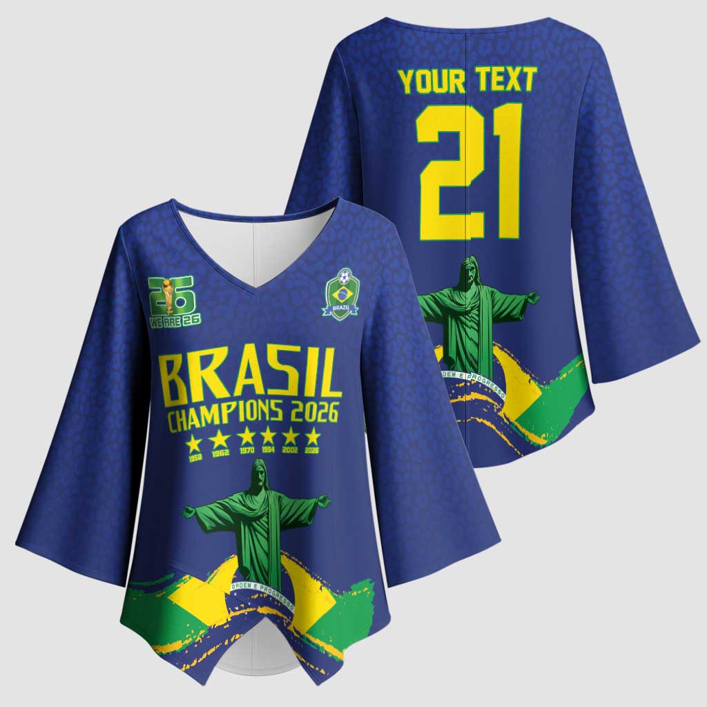 Custom Brazil WC26 Future Champions Kimono Sleeve Blouse Selecao Canarinho Comeback Story - Wonder Print Shop