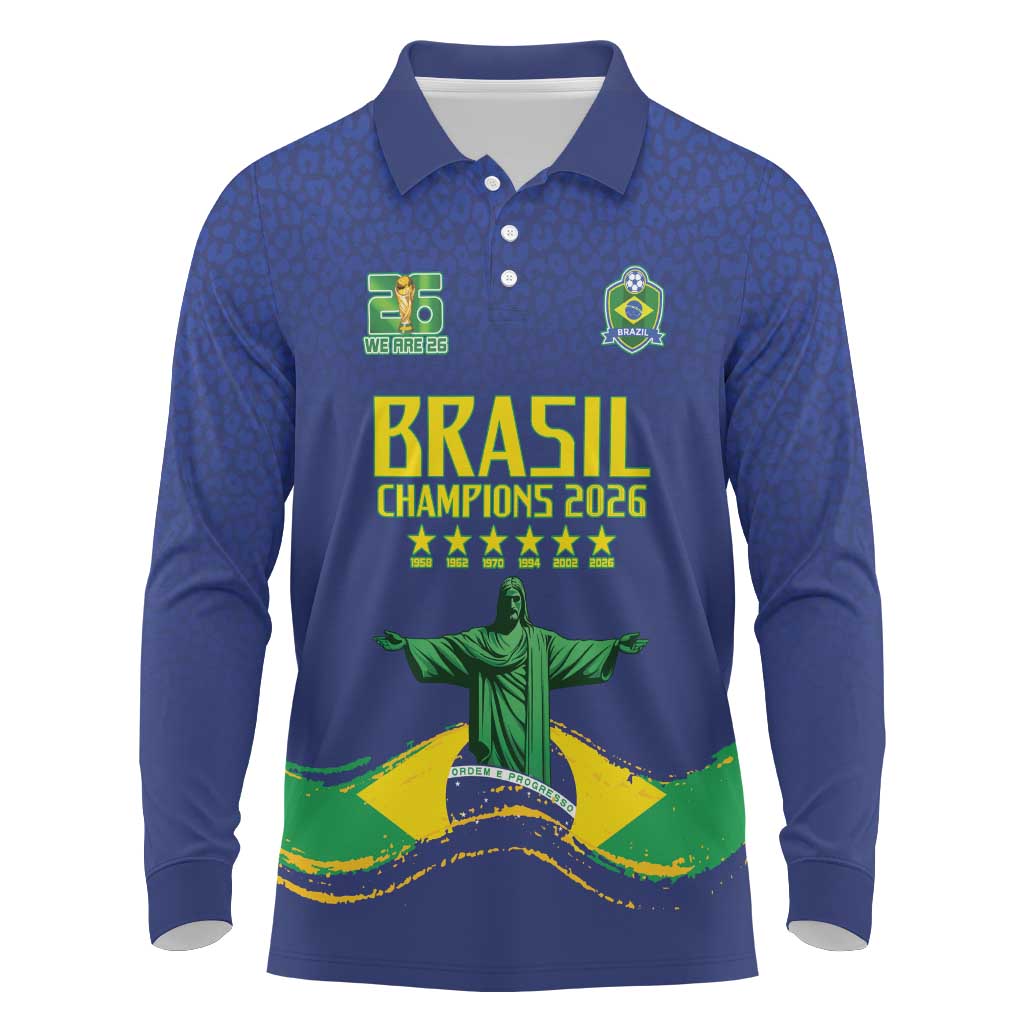 Custom Brazil WC26 Future Champions Long Sleeve Polo Shirt Selecao Canarinho Comeback Story - Wonder Print Shop