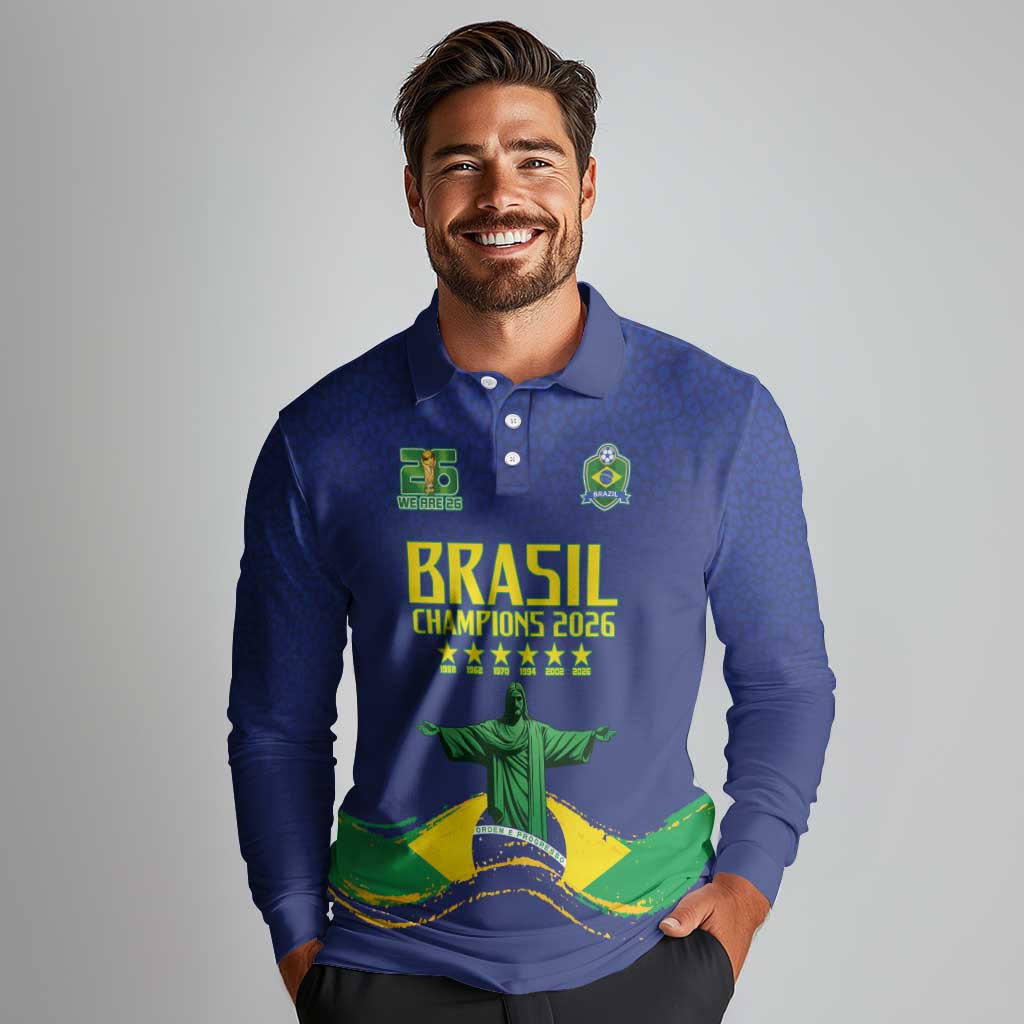 Custom Brazil WC26 Future Champions Long Sleeve Polo Shirt Selecao Canarinho Comeback Story - Wonder Print Shop