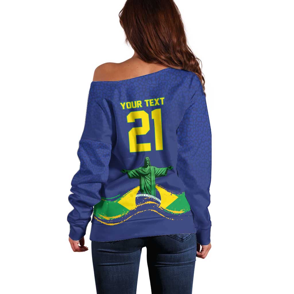 Custom Brazil WC26 Future Champions Off Shoulder Sweater Selecao Canarinho Comeback Story - Wonder Print Shop