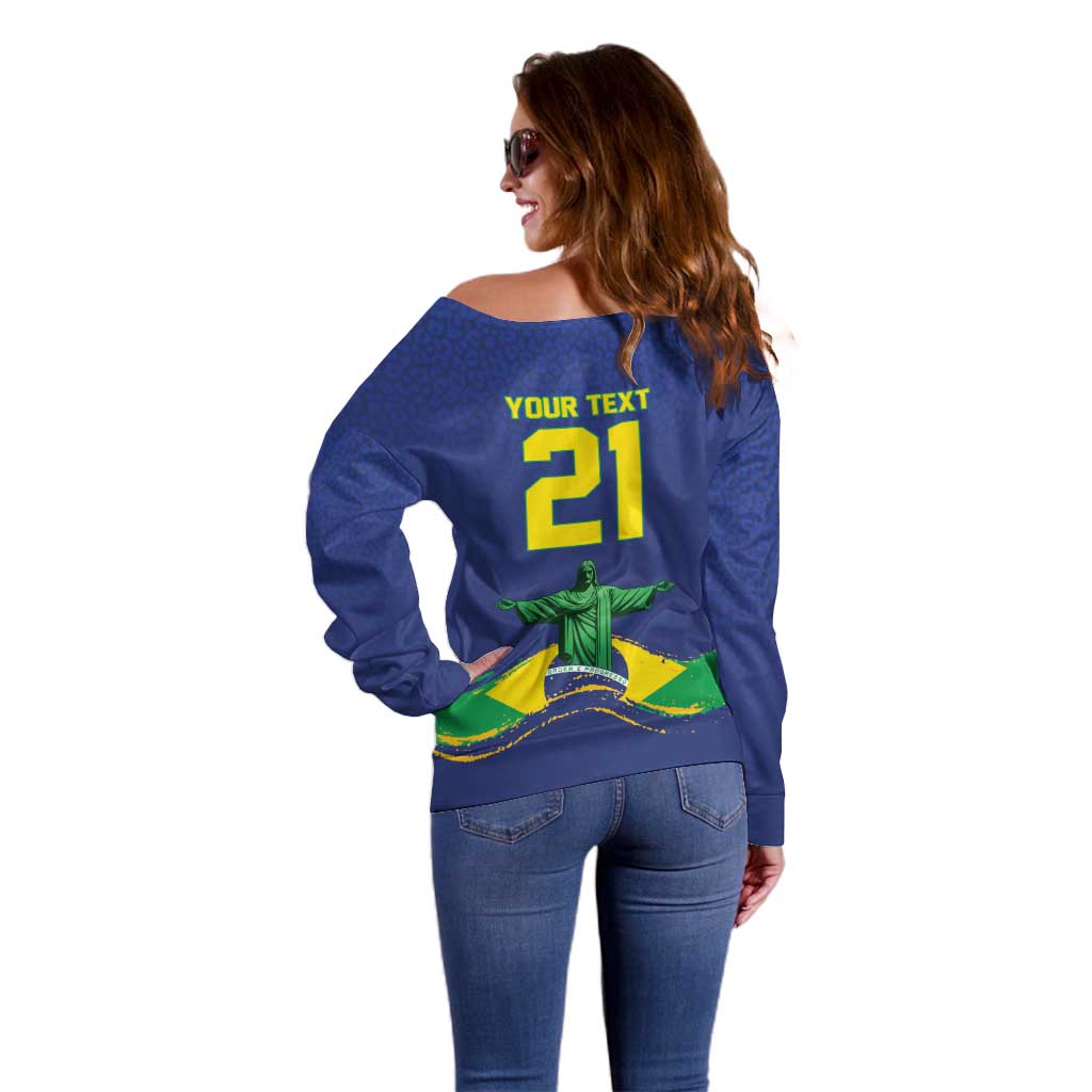 Custom Brazil WC26 Future Champions Off Shoulder Sweater Selecao Canarinho Comeback Story - Wonder Print Shop