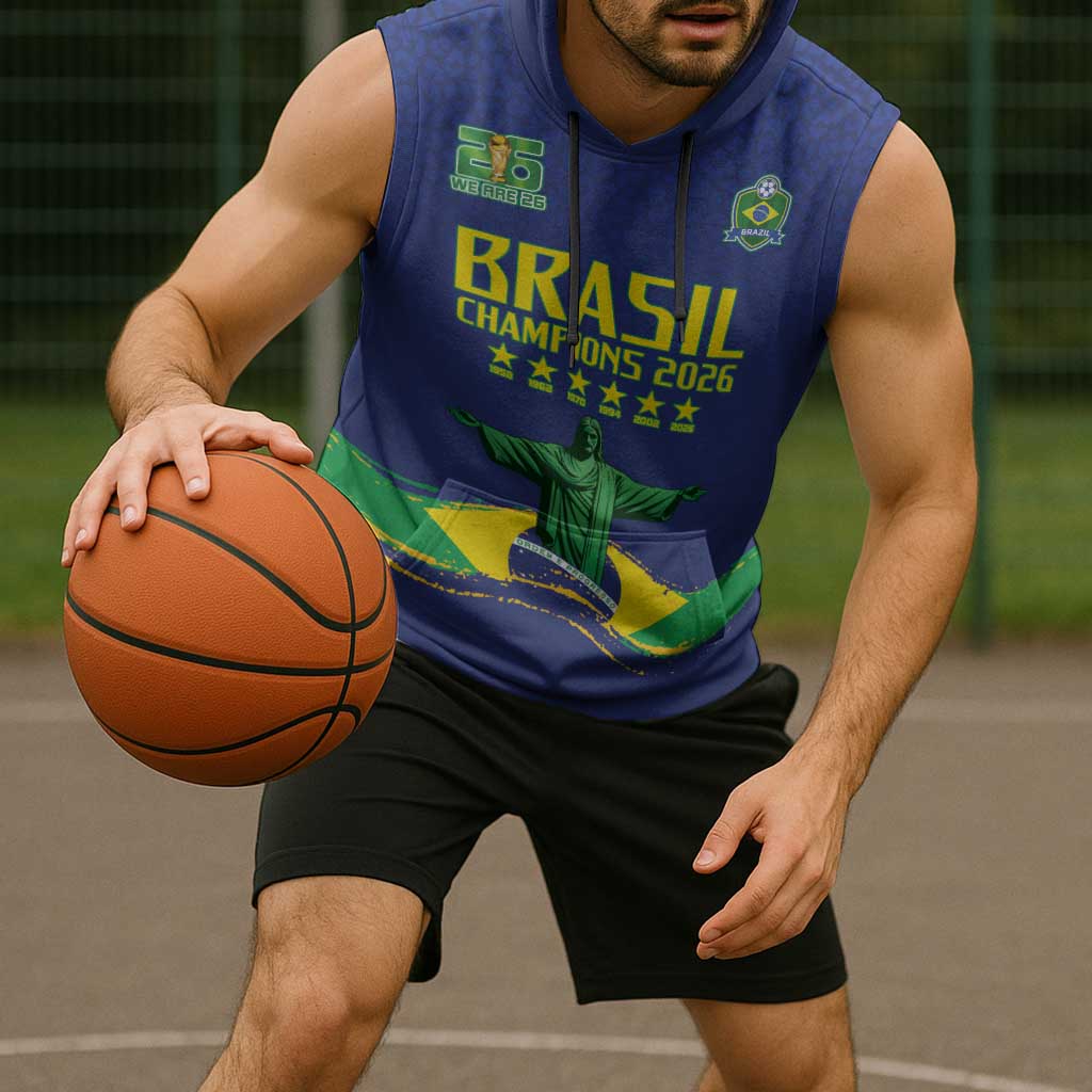 Custom Brazil WC26 Future Champions Sleeveless Hoodie Selecao Canarinho Comeback Story - Wonder Print Shop