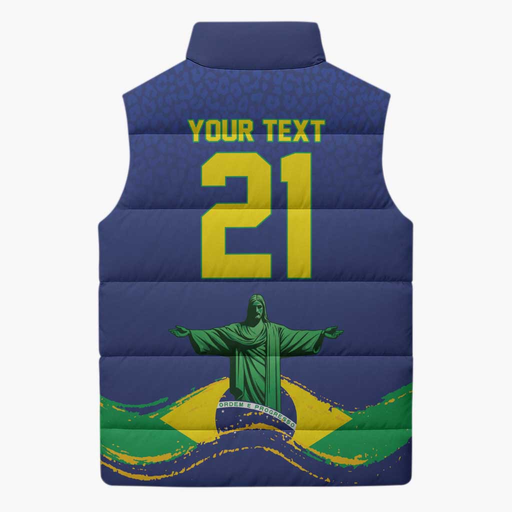 Custom Brazil WC26 Future Champions Sleeveless Puffer Jacket Selecao Canarinho Comeback Story - Wonder Print Shop