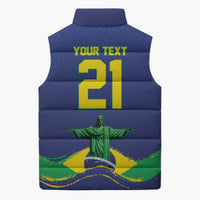 Custom Brazil WC26 Future Champions Sleeveless Puffer Jacket Selecao Canarinho Comeback Story - Wonder Print Shop