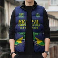 Custom Brazil WC26 Future Champions Sleeveless Puffer Jacket Selecao Canarinho Comeback Story - Wonder Print Shop