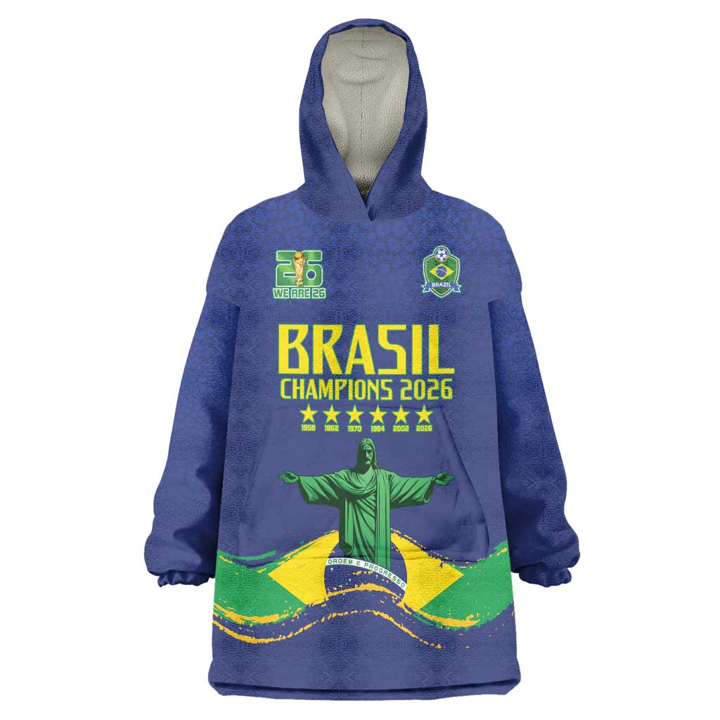Custom Brazil WC26 Future Champions Wearable Blanket Hoodie Selecao Canarinho Comeback Story - Wonder Print Shop