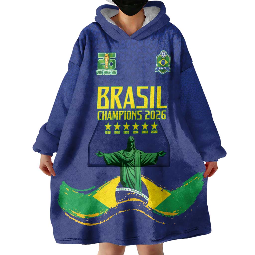 Custom Brazil WC26 Future Champions Wearable Blanket Hoodie Selecao Canarinho Comeback Story - Wonder Print Shop