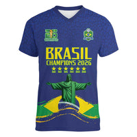 Custom Brazil WC26 Future Champions Women V-Neck T-Shirt Selecao Canarinho Comeback Story - Wonder Print Shop