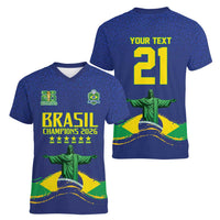 Custom Brazil WC26 Future Champions Women V-Neck T-Shirt Selecao Canarinho Comeback Story - Wonder Print Shop