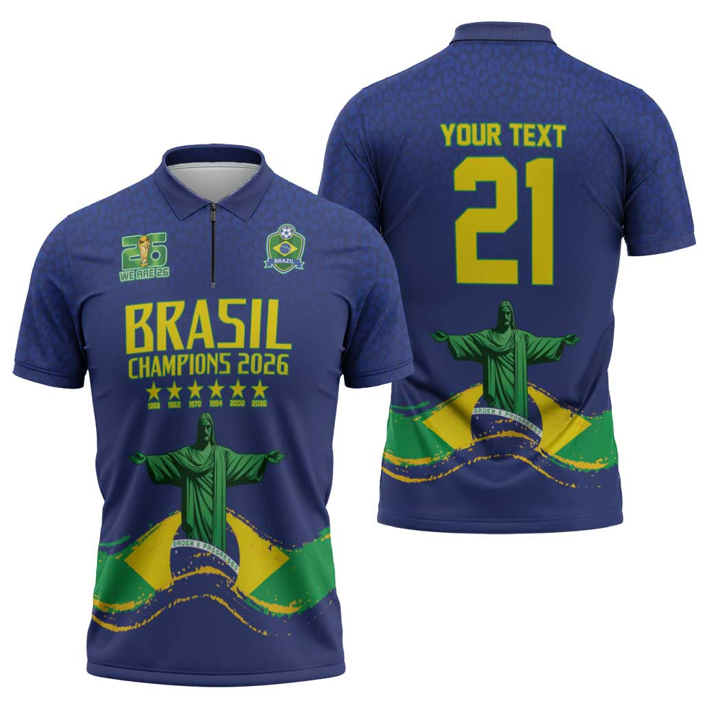 Custom Brazil WC26 Future Champions Zipper Polo Shirt Selecao Canarinho Comeback Story - Wonder Print Shop