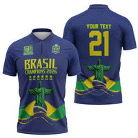 Custom Brazil WC26 Future Champions Zipper Polo Shirt Selecao Canarinho Comeback Story - Wonder Print Shop