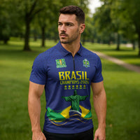 Custom Brazil WC26 Future Champions Zipper Polo Shirt Selecao Canarinho Comeback Story - Wonder Print Shop