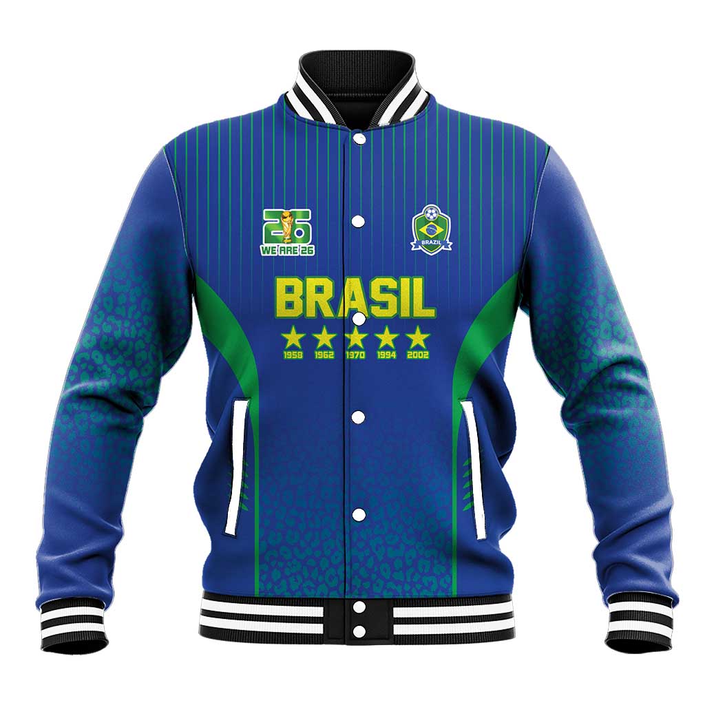 Custom Brazil World Football Legacy Baseball Jacket 5 Times History Champions Blue Version - Wonder Print Shop