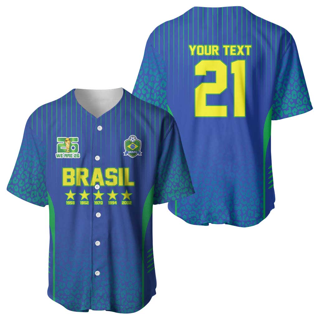 Custom Brazil World Football Legacy Baseball Jersey 5 Times History Champions Blue Version - Wonder Print Shop
