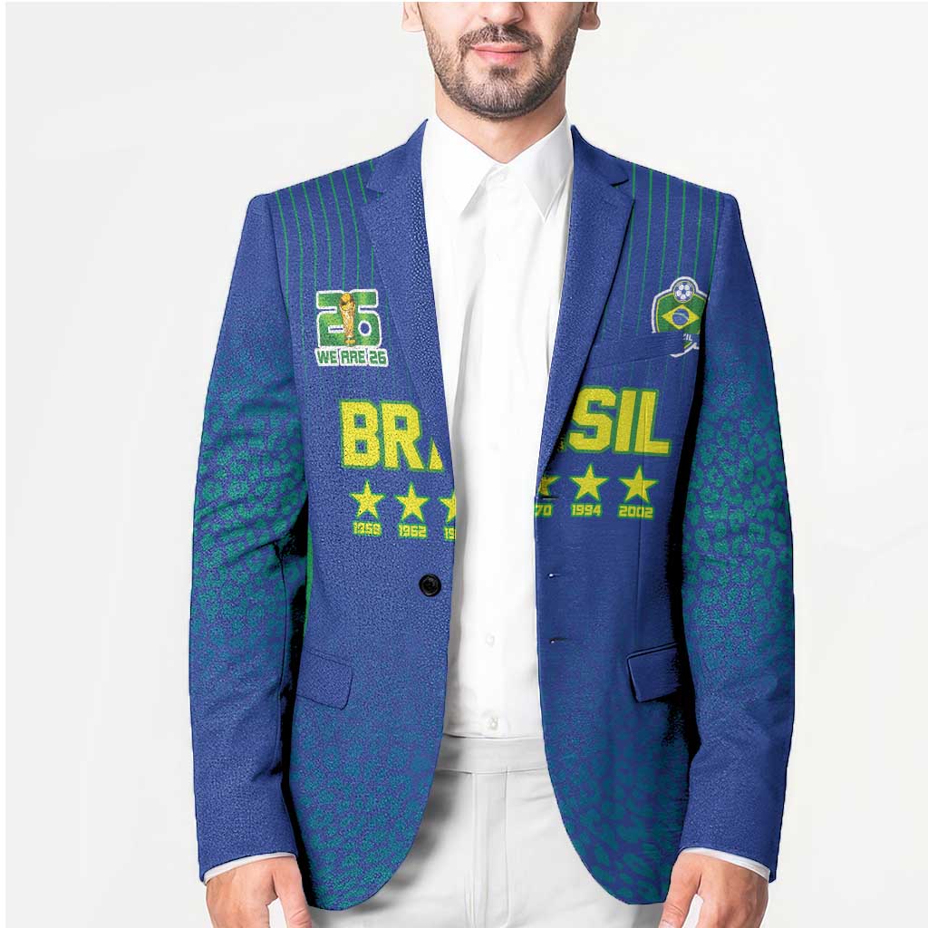 Custom Brazil World Football Legacy Blazer 5 Times History Champions Blue Version - Wonder Print Shop