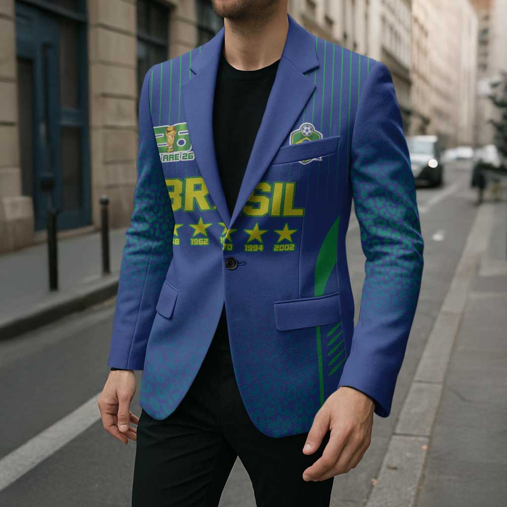 Custom Brazil World Football Legacy Blazer 5 Times History Champions Blue Version - Wonder Print Shop