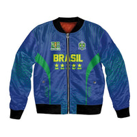Custom Brazil World Football Legacy Bomber Jacket 5 Times History Champions Blue Version - Wonder Print Shop