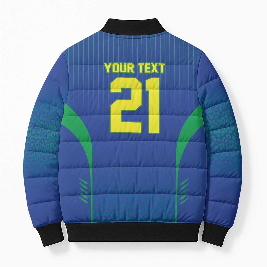 Custom Brazil World Football Legacy Bomber Puffer Jacket 5 Times History Champions Blue Version - Wonder Print Shop