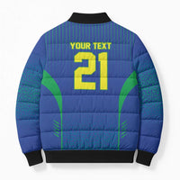 Custom Brazil World Football Legacy Bomber Puffer Jacket 5 Times History Champions Blue Version - Wonder Print Shop