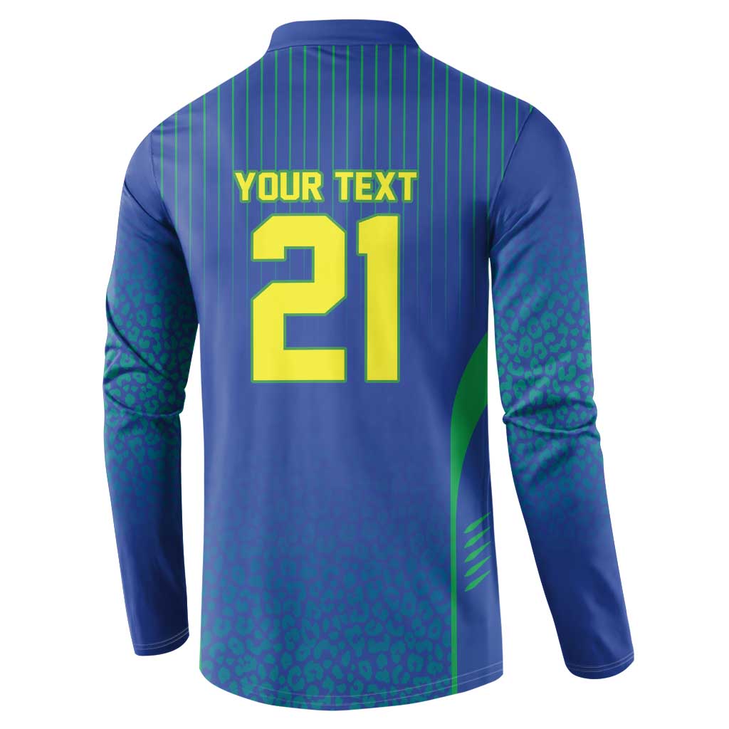 Custom Brazil World Football Legacy Button Sweatshirt 5 Times History Champions Blue Version - Wonder Print Shop