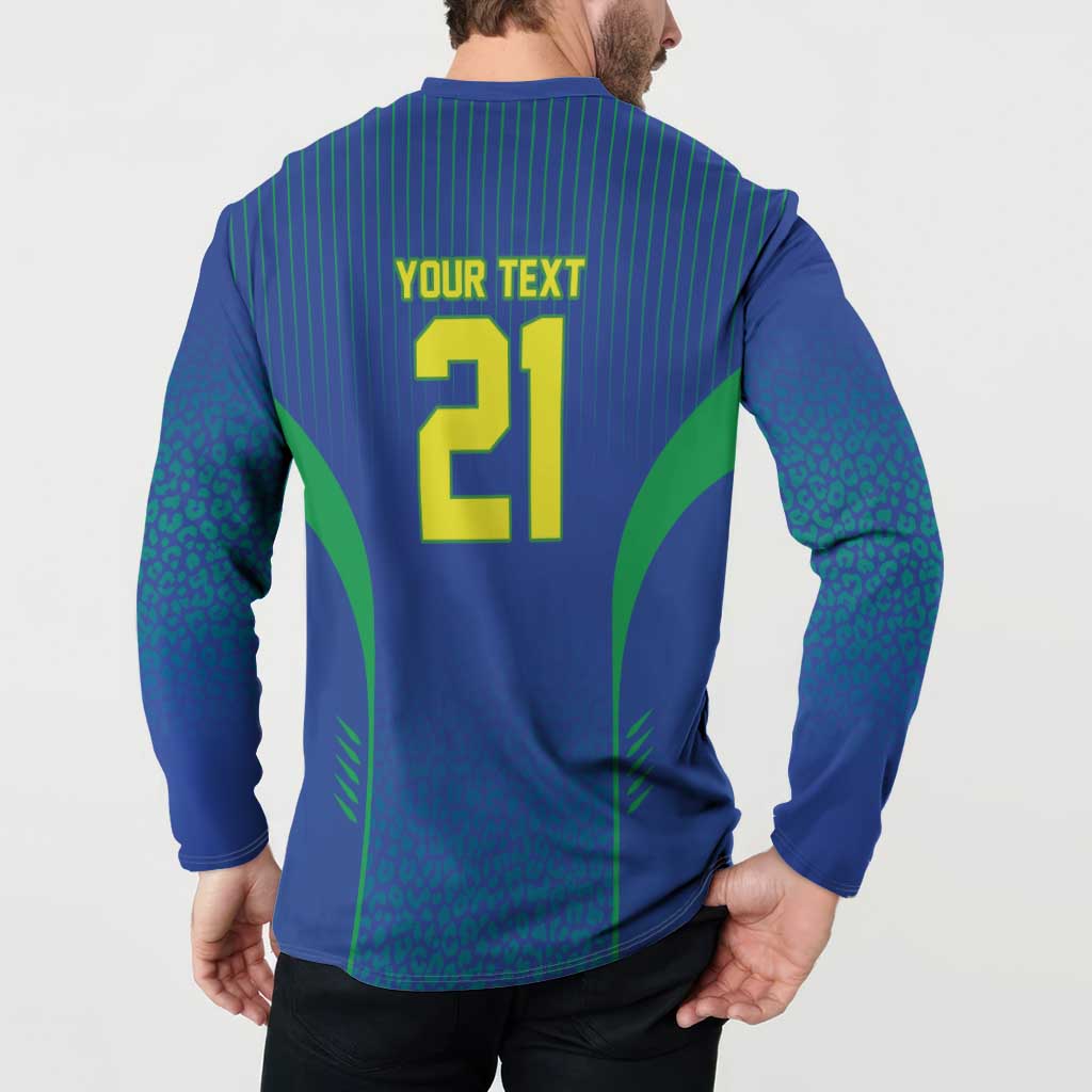Custom Brazil World Football Legacy Button Sweatshirt 5 Times History Champions Blue Version - Wonder Print Shop