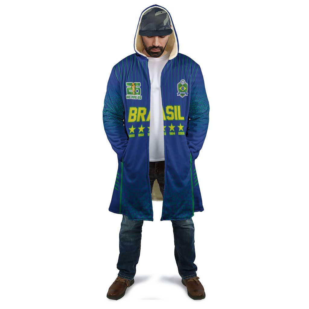 Custom Brazil World Football Legacy Cloak 5 Times History Champions Blue Version - Wonder Print Shop