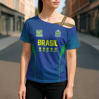 Custom Brazil World Football Legacy Cross Shoulder Shirt 5 Times History Champions Blue Version - Wonder Print Shop