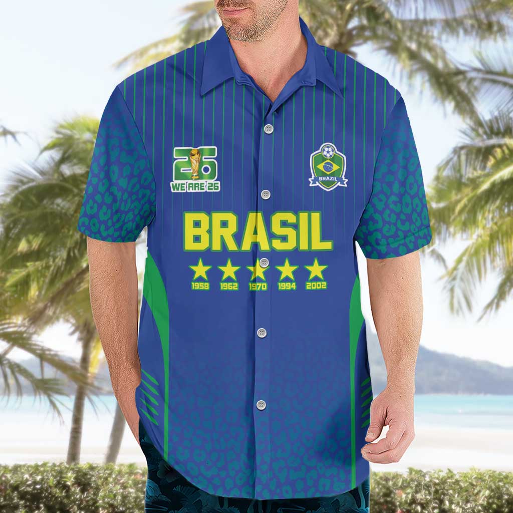 Custom Brazil World Football Legacy Hawaiian Shirt 5 Times History Champions Blue Version - Wonder Print Shop