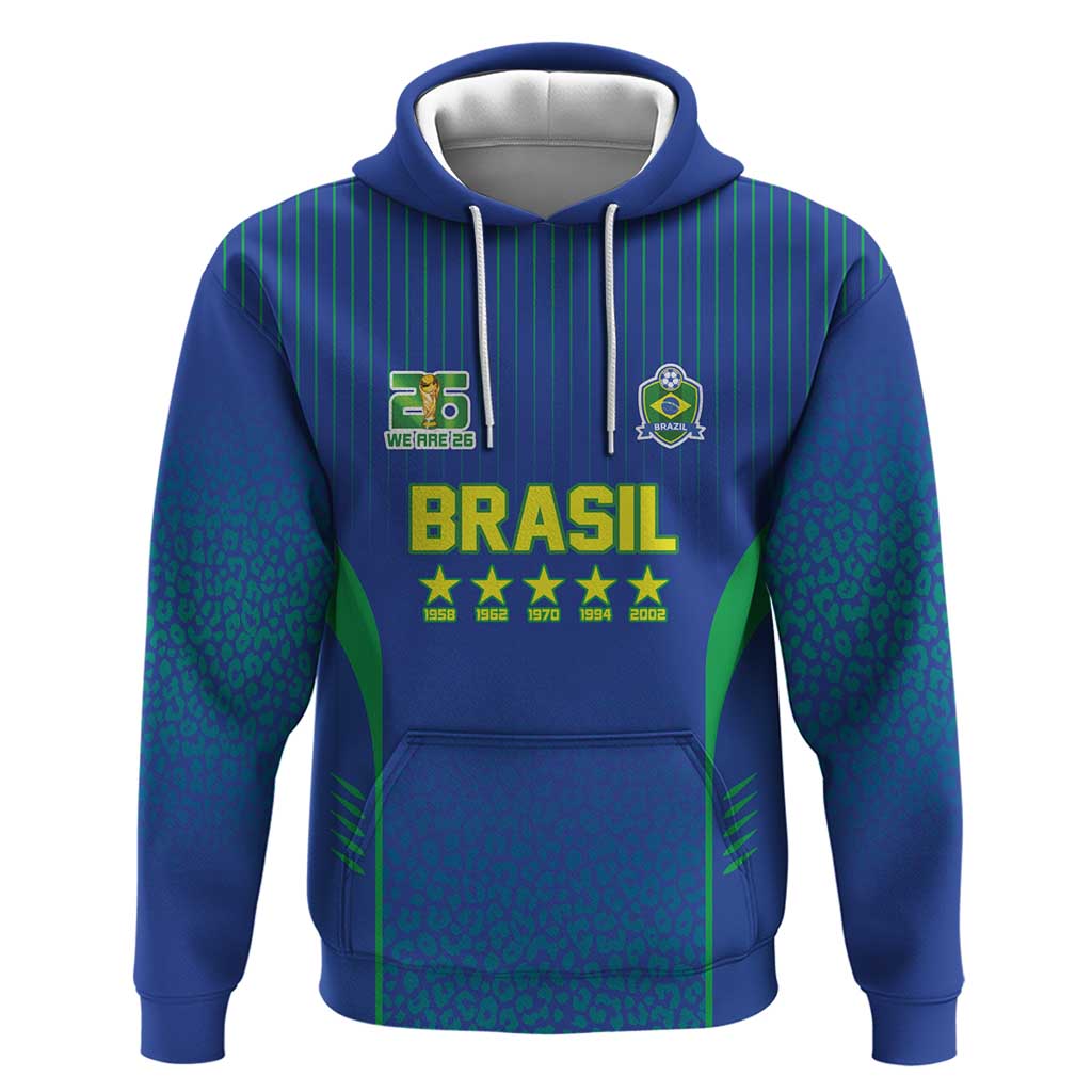 Custom Brazil World Football Legacy Hoodie 5 Times History Champions Blue Version - Wonder Print Shop