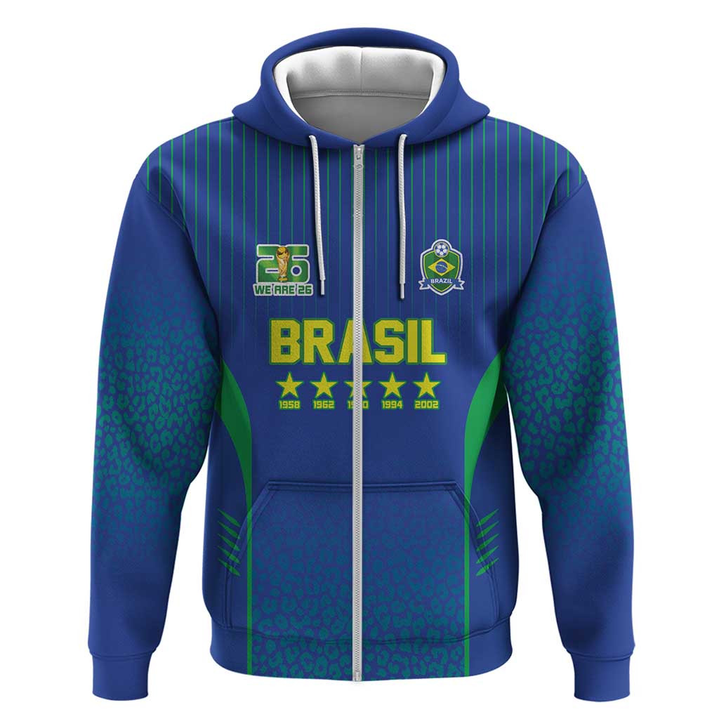 Custom Brazil World Football Legacy Hoodie 5 Times History Champions Blue Version - Wonder Print Shop