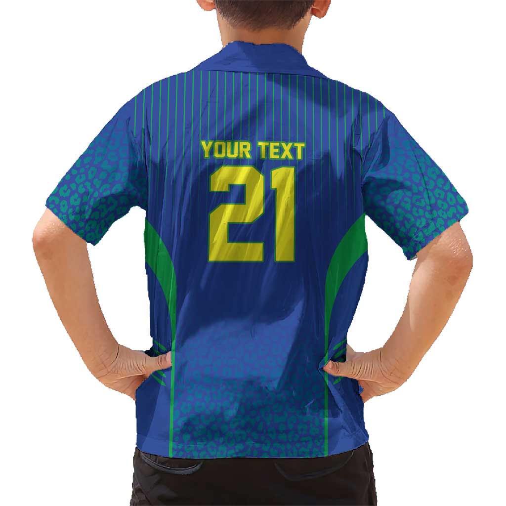 Custom Brazil World Football Legacy Kid Hawaiian Shirt 5 Times History Champions Blue Version - Wonder Print Shop