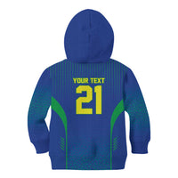 Custom Brazil World Football Legacy Kid Hoodie 5 Times History Champions Blue Version - Wonder Print Shop
