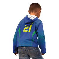 Custom Brazil World Football Legacy Kid Hoodie 5 Times History Champions Blue Version - Wonder Print Shop