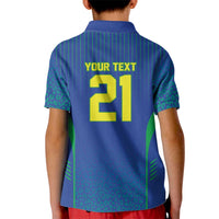 Custom Brazil World Football Legacy Kid Polo Shirt 5 Times History Champions Blue Version - Wonder Print Shop
